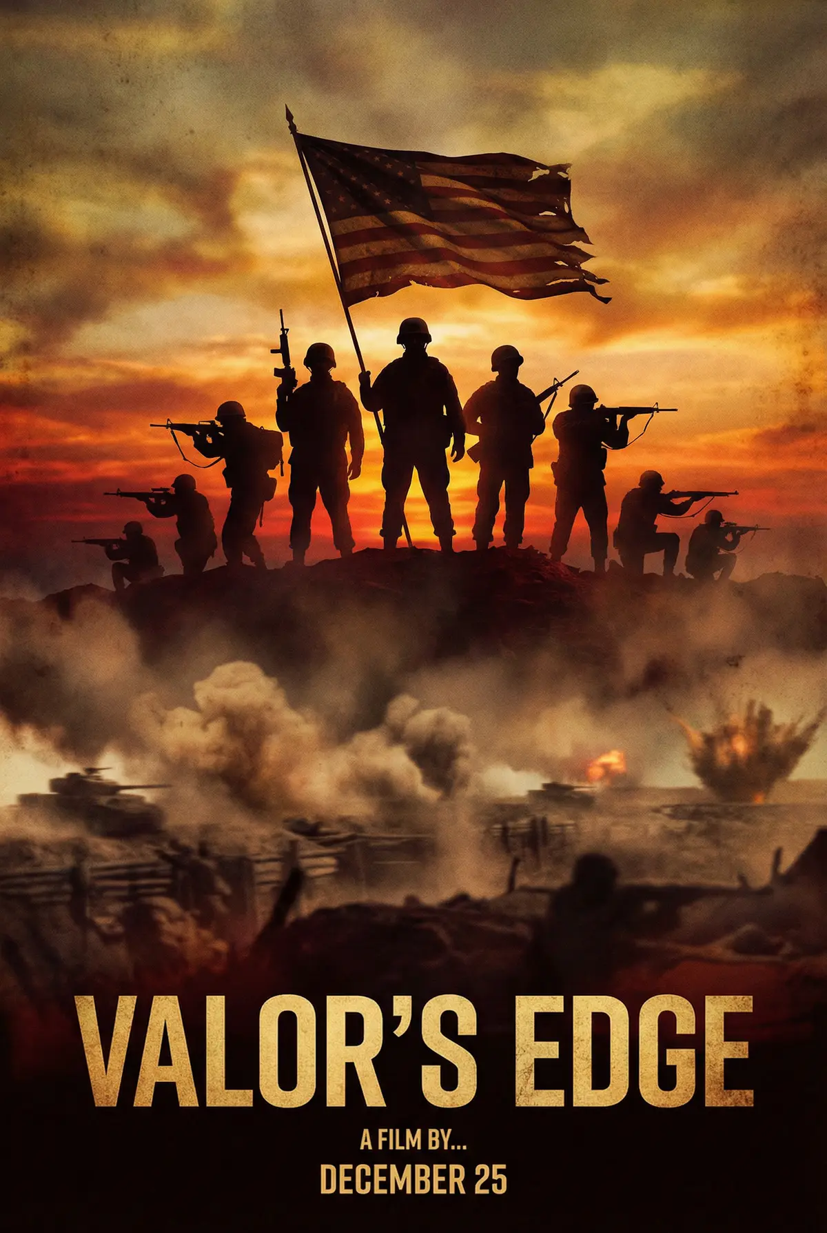 桥本香菜 出品战争史诗片《铁血意志》电影海报